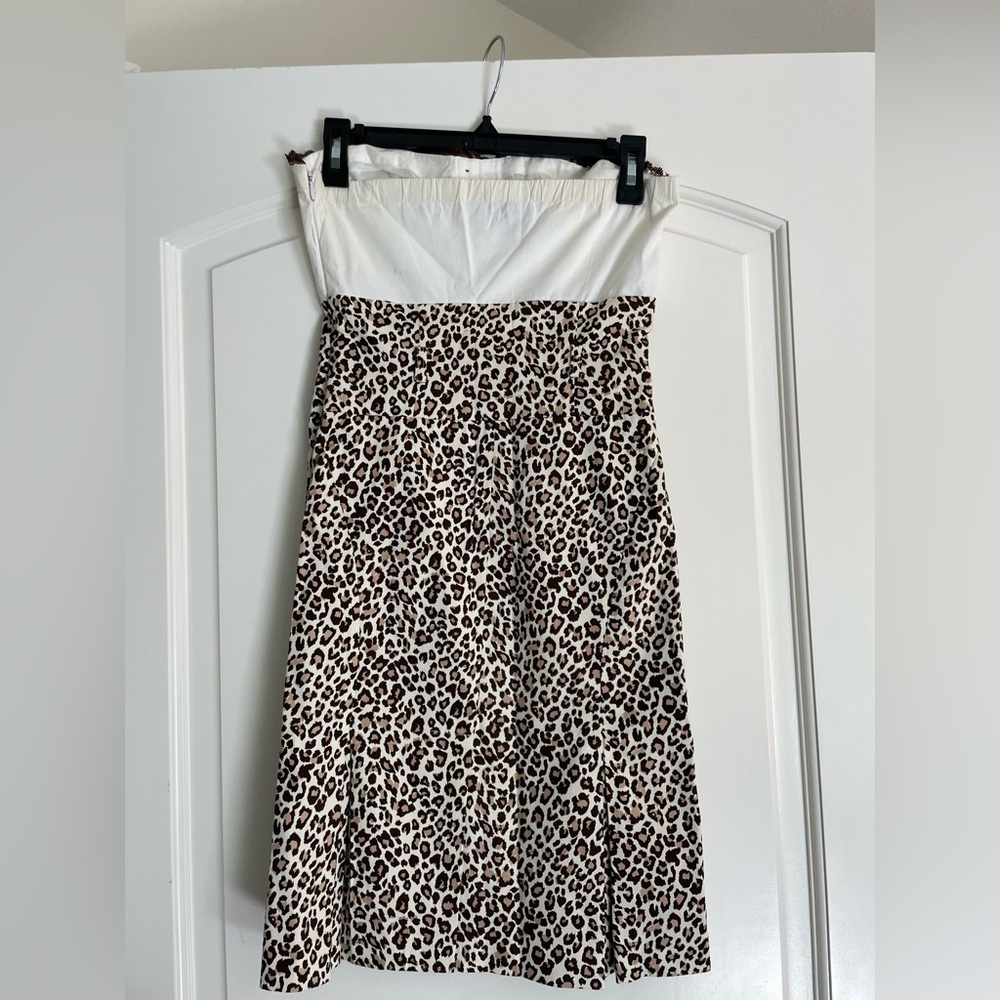 Selé Leopard Print Strapless Midi Dress with White Bodice - Picture 3 of 9